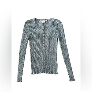 Veronica Beard Textured Teal Long Sleeve Top